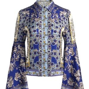 Alice + Olivia Blue Floral Blouse